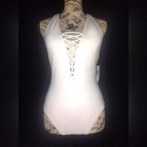 Michael Kors White Lace-Up Swimsuit